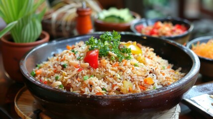 Fried Rice with exotic ingredients culinary fusion