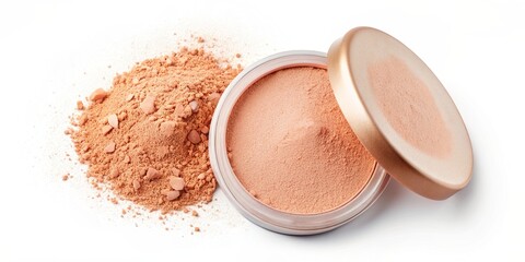 Peach Makeup Powder Isolated on White Background
