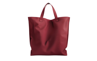 Tote Bag Mockup: Maroon Linen Cotton Blank Canvas isolated on transparent Background