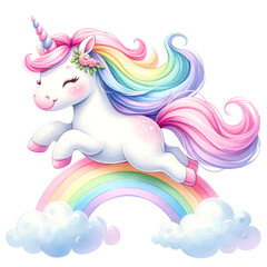 A colorful collection of illustrated rainbow unicorns in various poses with party accessories, perfect for birthday themes and children's decor.
, Whimsical Rainbow Unicorn Clipart Collection
