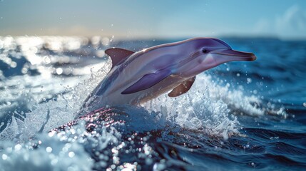 a dolphin is jumping out of the water in the ocean
