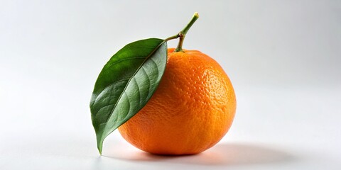 Fresh Orange with Green Leaf Isolated on White Background