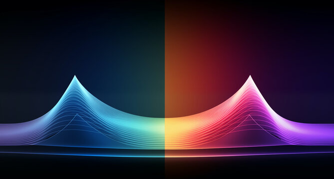 Abstract fractal concept depicting duality; warm and cool peaks or spikes on a chart; background image