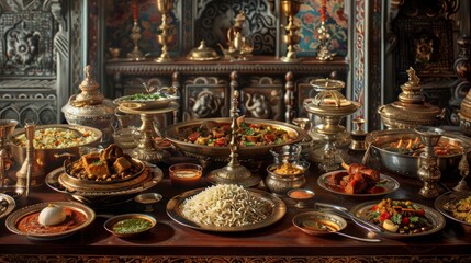 Royal biryani feast ornate dishes