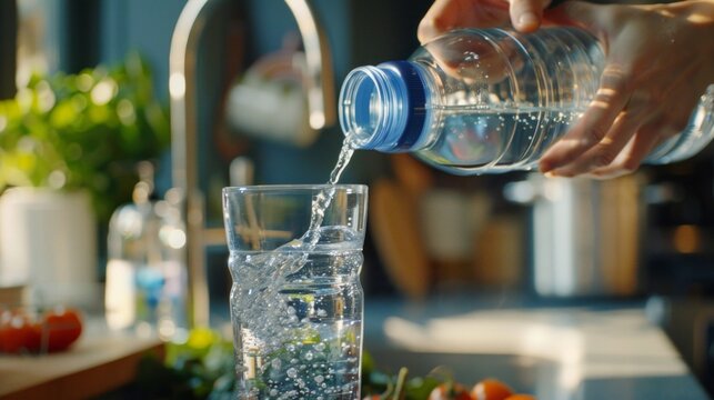 A close-up of someone filling up their hydroflask with water.