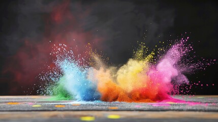 Colorful chalk dust in a blur on a blackboard.