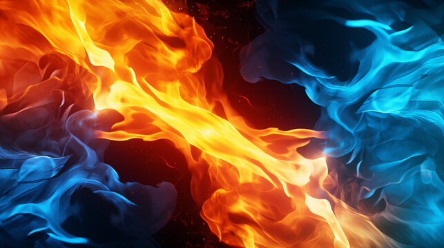 orange and blue flame side versus background animation