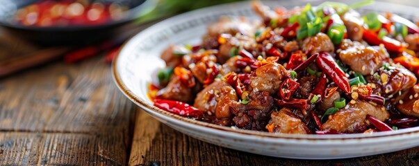 Szechuan Pork the vibrant red of chili oil