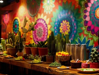 Obraz premium Urban taco fiesta colorful street art backdrop