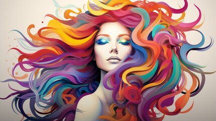 Abstract modern art collage of woman portrait made of colorful paper. Paper cut woman profile. Beauty, fine art, fashion concept. Generative AI.