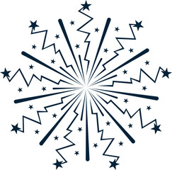 Fireworks burst icons, abstract firework explosion doodles. Bengal light sparkle, bursting festival firecracker, celebration firework vector set
