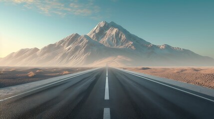 AI  empty  asphalt  road  with  a  mountain - obrazy, fototapety, plakaty