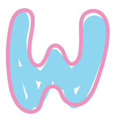 Hand drawn W alphabet letter for brand logo, icon, decoration, pastel font, typography, text, calligraphy, initials, print, card, A to Z clip art, sticker, tattoo, merchandise, ads, education book
