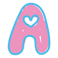 Hand drawn A alphabet letter for brand logo, icon, decoration, pastel font, typography, text, calligraphy, initials, print, card, A to Z clip art, sticker, tattoo, merchandise, ads, education book