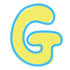 Hand drawn G alphabet letter for brand logo, icon, decoration, pastel font, typography, text, calligraphy, initials, print, card, A to Z clip art, sticker, tattoo, merchandise, ads, education book