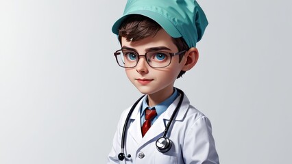 Aspiring Young Doctor in Scrubs and Stethoscope with Determined Look