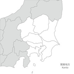 関東地方、関東地方と周辺のスタイリッシュな地図