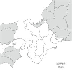 近畿地方、近畿地方と周辺のスタイリッシュな地図
