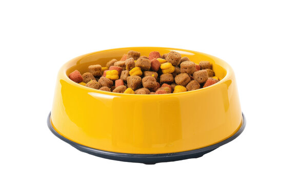 Yellow Bowl Holding Dog Food isolated on transparent Background