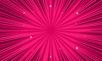 Comic zoom pink background in pop art style