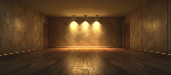 Empty room interior with dim lighting. - obrazy, fototapety, plakaty