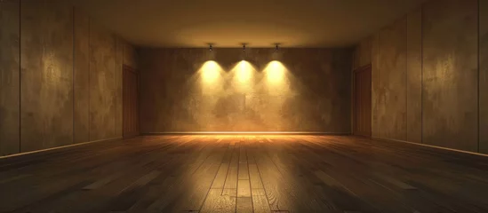 Fotobehang Empty room interior with dim lighting. © Vusal