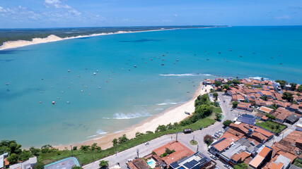 Aerial view of the beach in Bahia Formosa, Rio Grande do Norte, Brazil