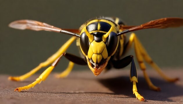A close-up image of a giant wasp. Beauty of nature