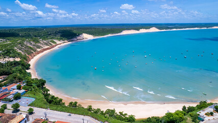 Aerial view of the beach in Bahia Formosa, Rio Grande do Norte, Brazil
