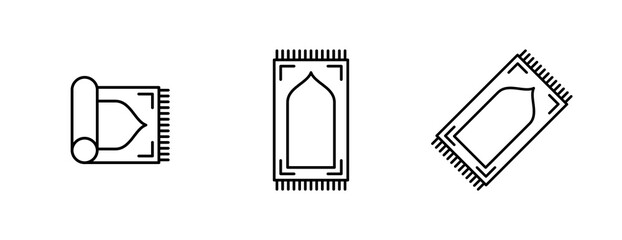 Prayer Mat or Sajadah Icon Set - Line Icon - Editable Vector : Suitable for Islamic Theme and Other Graphic Related Assets.