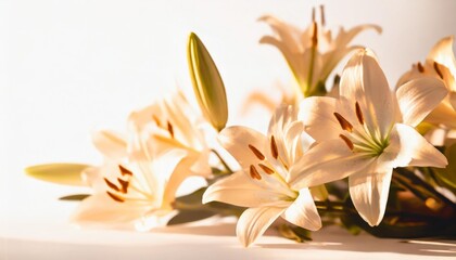 Obraz na płótnie Canvas easter lily flowers on white background