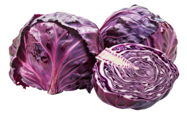Lively Ruby Cabbage isolated on transparent Background