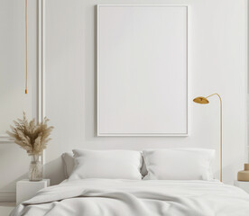 Sleek rectangle frame, ultra-minimalist design on a white canvas, embodying simplicity and elegance - obrazy, fototapety, plakaty