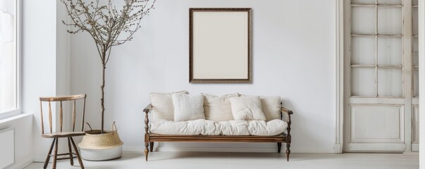 Vintage-inspired luxurious rectangle frame, patina finish, against a clean white space, timeless elegance - obrazy, fototapety, plakaty