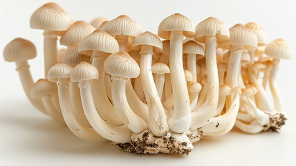 types of enoki mushrooms white background
