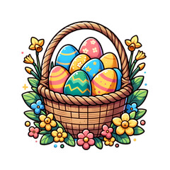 easter eggs in basket,generative AI