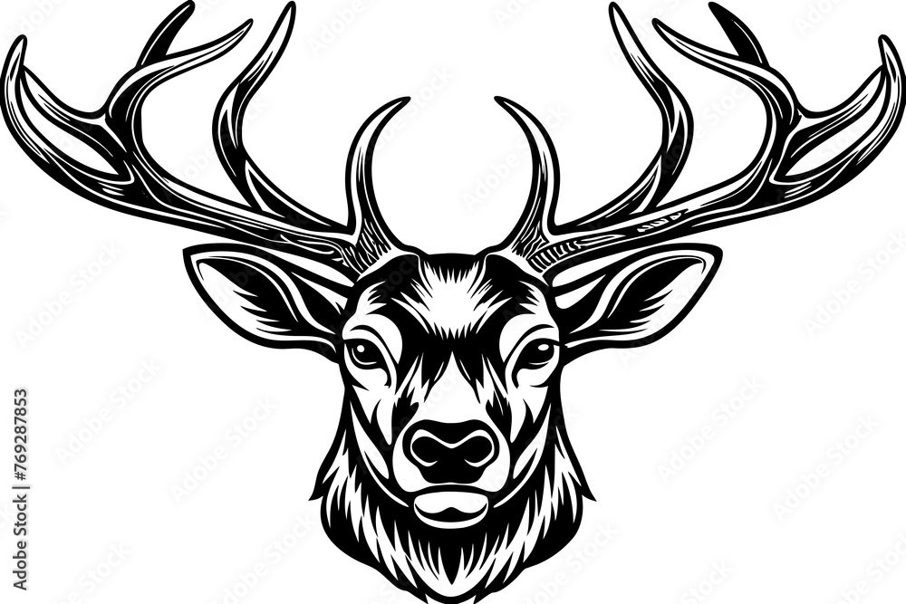 Wall mural deer-head-vector-illustration 