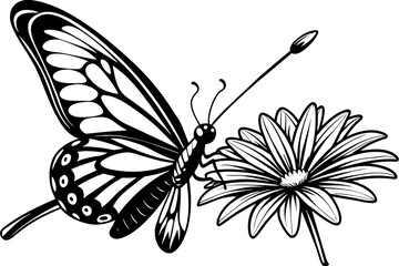 kupu kupu dengan antena panjang mendarat vector illustration