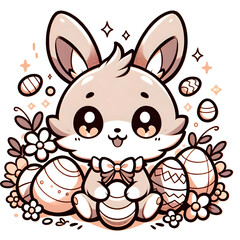 easter bunny with eggs,generative AI