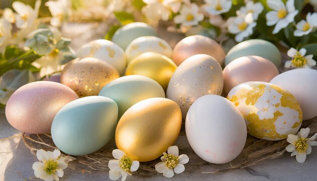 assorted easter eggs beautifully painted in a delightful array of vibrant and eye catching colors