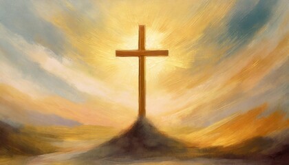 painting art of an abstract background with cross christian illustration