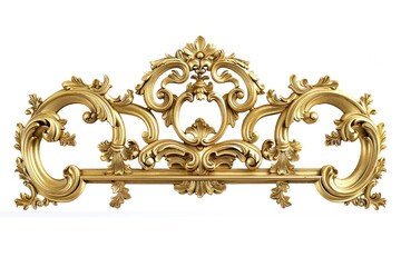 Elegant rectangular frame with intricate gold leaf design, high detail craftsmanship on a pure white background