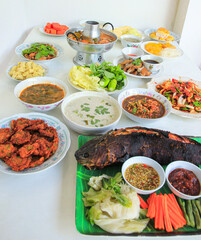 One of many Thai food delicious menu serve on table tradition.