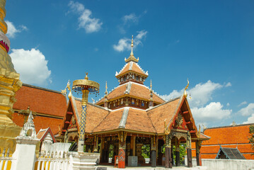 Beauty colorful pavilion in northern Thailand Budish temple.