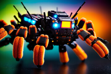 Macro   robot like tarantula Sci-fi style wallpaper - obrazy, fototapety, plakaty