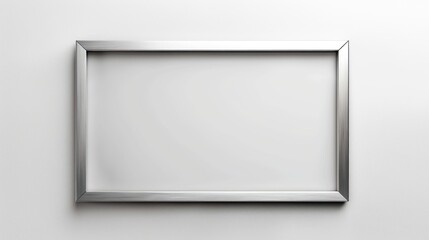 Brushed silver rectangle frame, sleek lines on a pure white backdrop