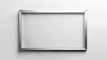 Foto op Plexiglas Brushed silver rectangle frame, sleek lines on a pure white backdrop © Nisit
