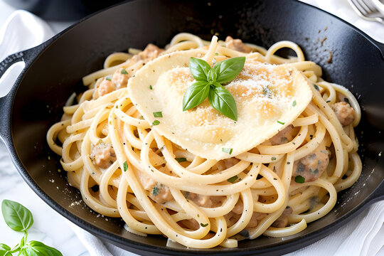 A delicious image depicting spaghetti with pesto
