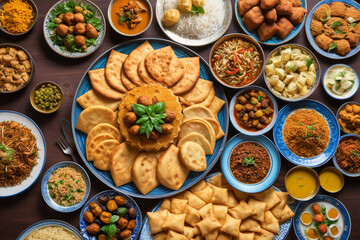 food and dessert for islamic day, Ramadan and  eid al fitr. A day of celebration - obrazy, fototapety, plakaty
