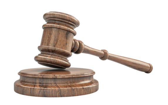 Judicial Authority's Gavel isolated on transparent Background